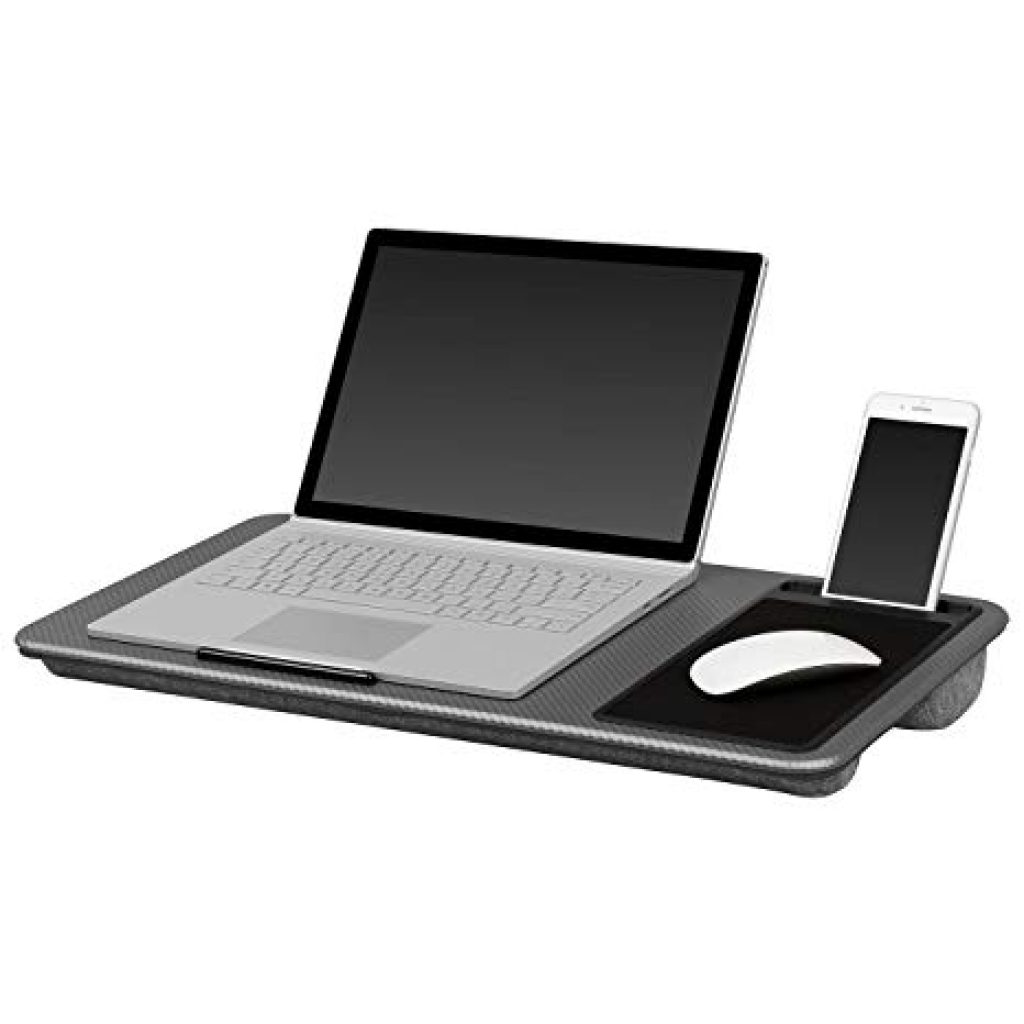 LapGear Home Office Lap Desk Extra Wide Silver Carbon (Fits up to 17