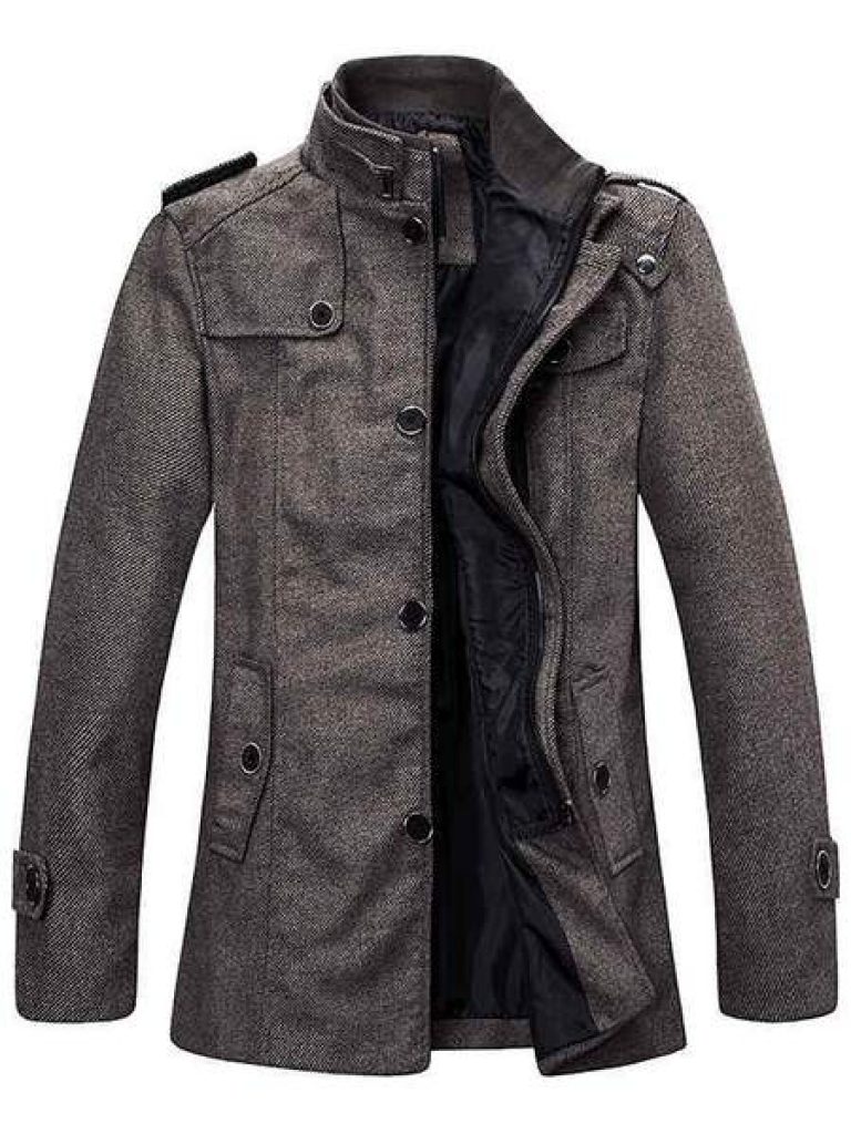 Wantdo Men's Wool Blend Jacket Stand Collar Windproof Pea Coat | Voucherist
