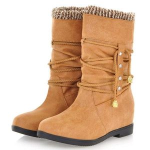 Plus Size Slip On Thermal Plush Ankle Boots For Women