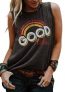Good Vibes Rainbow Tank Top Women’s Vintage Sleeveless Casual Graphic Tee T-Shirt