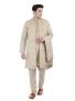 Kurta Pajama Stole and Overcoat Set for Men 4-Pieces Long Sleeve Sherwani Wedding Party Wear Dress