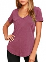 TASAMO Women’s Summer Casual Sexy Short Sleeve V Neck Patch Pocket Slub Texture Tee Loose Top Tshirt