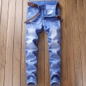Creazrise Slim Fit Jeans, Men’s Younger-Looking Fashionable Colorful Super Comfy Stretch Skinny Fit Denim Jeans (Blue,L)