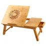 Laptop Desk Nnewvante Adjustable Laptop Desk Table 100% Bamboo with USB Fan Foldable Breakfast Serving Bed Tray w’ Drawer by NNEWVANTE