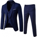 WULFUL Men’s Suit Slim Fit One Button 3-Piece Suit Blazer Dress Business Wedding Party Jacket Vest & Pants