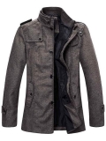 Wantdo Men’s Wool Blend Jacket Stand Collar Windproof Pea Coat